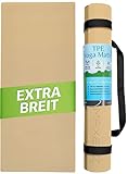 MAXEEZ Yogamatte XXL [30% breiter] - TPE, beige - für Allergiker,...