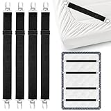 Alethron 4 Stück Bettlakenspanner Verstellbar, Schwarz Bettlaken...