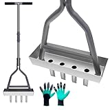 JAOGAUS Rasenlüfter mit 4 Zinken, Rasenbelüfter Spike Metall mit...