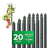 Novatool 20 Stück Pflanzstäbe 90cm grün 11mm Metallrohr...
