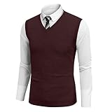 Pullunder Herren Ärmellos Strickpullover V Ausschnitt Strickweste Tracht...