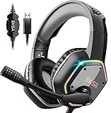 EKSA E1000 USB PC Gaming Headset mit Mikrofon, Gamer Headset mit Bass...