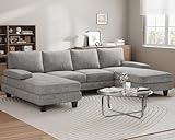 Devoko Sofa mit Schlaffunktion, U-Form Wohnlandschaft Eckcouch mit...