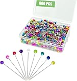 Stecknadeln Mit Kopf 600 Stück - 38 Mm Bunte Glaskopfnadeln Edelstahl...
