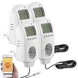 revolt Steckerthermostat WLAN: 4er-Set WLAN-Steckdosen-Thermostate für...