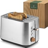 WALDWERK Design Toaster - aus 304 Edelstahl und Eichenholz - Toaster für 2...