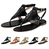 Cvanxluy Zehentrenner Sandalen Damen Leder Sport Bequeme Slides Flip Flops...