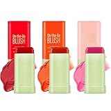 3 Faben Creme Blush Stick, 3-IN-1 Multi Rouge Stick für Wangen, Augen und...