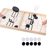 DIRUQSD Brettspiel Hockey,Holz Schnell Sling Puck Match-Spiel, Fast Sling...