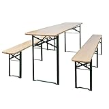 QJBSAVVA Klappbarer Biertisch mit 2 Bänken 220 cm Aus Tannenholz und...