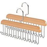 Gürtelhalter Kleiderschrank, 2 Stück Holz Kleiderbügel mit 8 Haken 360...