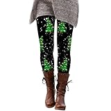 Thermo Leggings Damen Baumwolle Gefüttert Weihnachts Leggings Warm Damen...