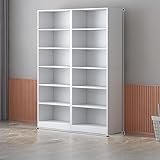 Weißes bodenstehendes Bücherregal mit Rückwand, hohe, offene...
