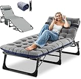 Obqer Folding Lounger, 200KG Belastbarkeit Klappbett Gästebett mit...