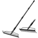 Gartenrechen, Gartenharke mit Stiel 190 cm Langer und 17 Zangen, Robuste...
