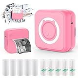 Mini Taschendrucker, Tragbarer Thermo Fotodrucker mit 6 Rollen Druckpapier...