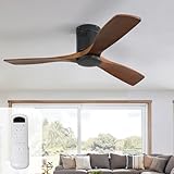 Sofucor Deckenventilator mit Fernbedienung, Deckenventilator aus Massivholz...