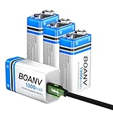 9V Akku Block Wiederaufladbare, 1300mAh 9V Lithium-ionen Batterie, Micro...