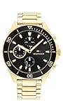 Tommy Hilfiger Multi Zifferblatt Quarz Uhr für Herren mit Goldfarben...