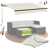 Juskys Gelenkarmmarkise 350 x 300 cm, UV40+ & wasserabweisend, mit Kurbel &...