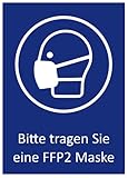 5 Aufkleber 'Bitte FFP2 Maske tragen' Hinweis Schild zur Corona...