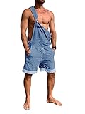 Runcati Herren Denim Overall Shorts Sommer Workwear Verstellbare Jumpsuit...