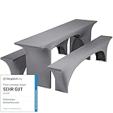 Gräfenstayn® Leopold Stretch - Biertischhussen-Set 3 TLG für...
