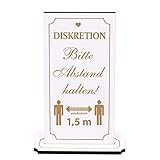 Deko Aufsteller graviert - DISKRETION Bitte Abstand halten - Schild zum...