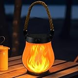 YOUYIKE 1pcs Solar Laterne Tanzende Flammen LED Tragbares Rund Stehend mit...