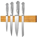 Magnetleiste Bambus 40 cm für Messer - extra starker Magnet, Klebe- oder...