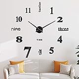 SOLEDI 3D Wanduhr Groß XXL zum Kleben - DIY Mute Modern Uhr Wandtattoo...