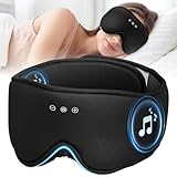 LOVE EYE Schlafmaske mit Kopfhörern, Augenmaske aus Bio-Bambusbaumwolle...