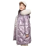 linboo Kinder Daunenjacke Mädchen Winterjacke mit Fellkapuze Mittellange...