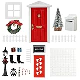 CPROSP 20tlg Wichteltür Zubehör Weihnachten Set, Elfentür Holz, Nissedor...
