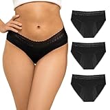 ZENAPHYR 3er Set Perioden Unterhosen Damen Schwarz Bio Baumwolle -...