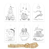 Yurosiay 60pcs Weihnachts Geschenkanhänger mit Gold Elk Weihnachtsmann...