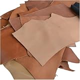 Deskium Lederreste zum Basteln, 1 kg, braunes Vollnarbenleder, 0,07–0,2...