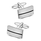 Mr.Van Manschettenknöpfe Herren, Klassisch Schwarz Streifen Cufflinks für...