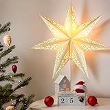 CLISPEED Papierstern-Laterne, 45 cm, hängende Weihnachten, 3D-Papierstern,...
