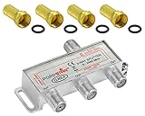 Poppstar Sat-Verteiler Splitter Umschalter 3-Fach inkl. F-Stecker...