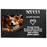 Bl4ckPrint Grabplatte Hund und Katze mit Foto und Gravur | Grabmal...