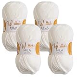 Wollidu Mila Garn zum Häkeln und Stricken 4 x 50g/133m Strickgarn 100%...