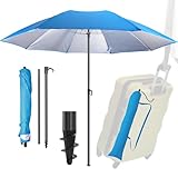 4smile Sonnenschirm Strand UPF 50+, Fb. Blau - Praktischer Reise...