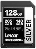 Lexar Silver SD Karte 128GB, UHS-I SDXC Card 205 MB/s Read Speed, 140 MB/s...