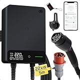 dé Typ 2 Wallbox 22kW mit APP und RFID, 6-32A 3-Phasen EV-Ladegerät 400V...