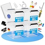 ATHLON TOOLS 4x 20 L Aufbewahrungsboxen mit Deckel, lebensmittelecht -...