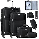 KESSER® Reisekoffer Set 4-teilig | Trolley Kofferset Stoffkoffer mit...