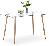 GOLDFAN Esstisch aus Glas Rechteckiger Moderner Esstisch Küchentisch mit...