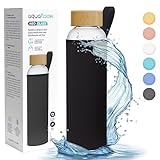 Aquafloow Wasserflasche aus Borosilikat Glas 700 ml mit Neoprenhülle,...