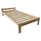 Holzbett Einzelbett 90x200 Bett Natur Massive Füße Einzelbett Bettgestell...